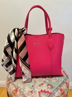 'Furla' Medium Leather Tote Bag – Hot Pink